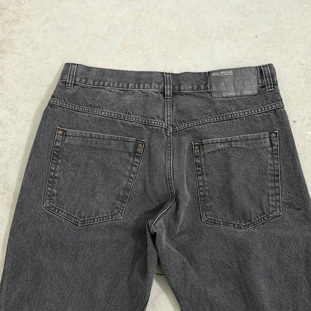 Vintage Y2K Rocawear 40x31 Black Original Fit Straight Leg Baggy Relaxed Jeans - Picture 4 of 6